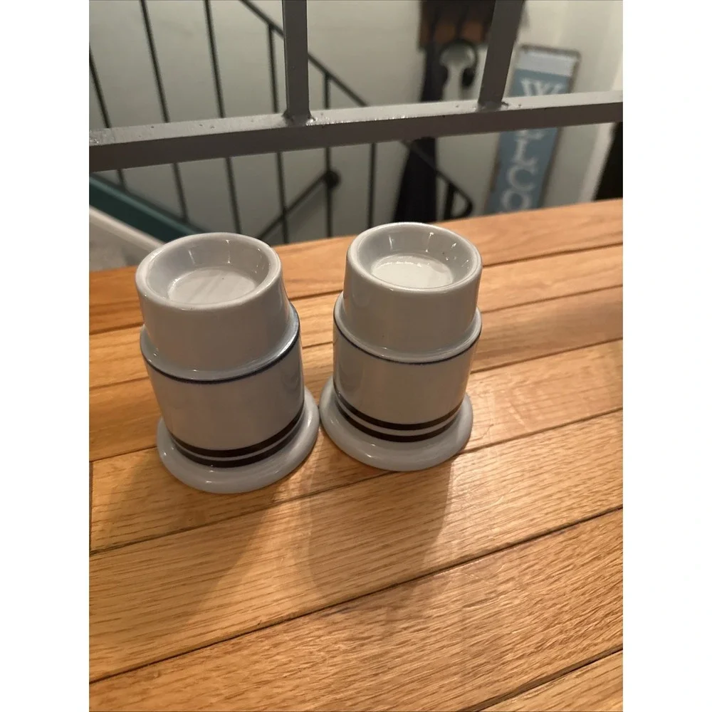 2 Dansk Hurricane Lamp Christianshavn Blue Stripe Candle Holder Base Only Japan